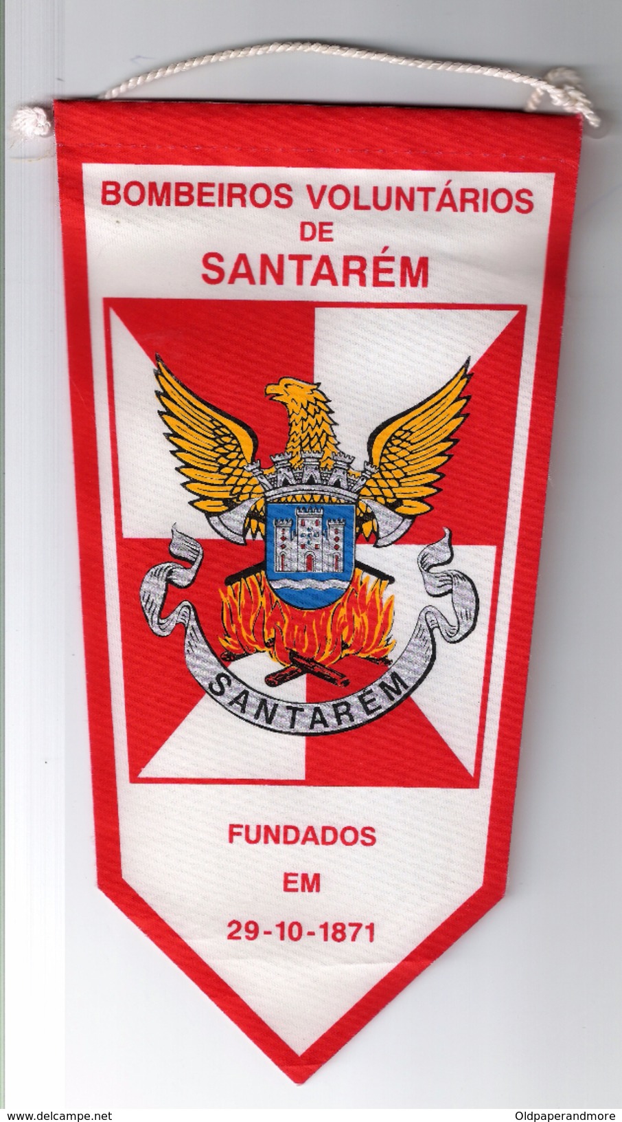 CLOTH PENNANT/FLAG - PORTUGAL SANTARÉM BOMBEIROS VOLUNTARIOS SANTARÉM FIREMAN'S FIREMEN VINTAGE - Other & Unclassified