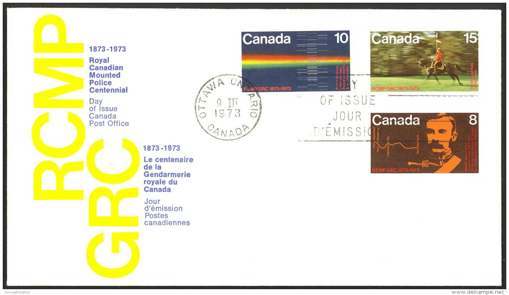 Canada Sc# 612-614 FDC Combination 1973 03.09 RCMP Centenary - 1971-1980