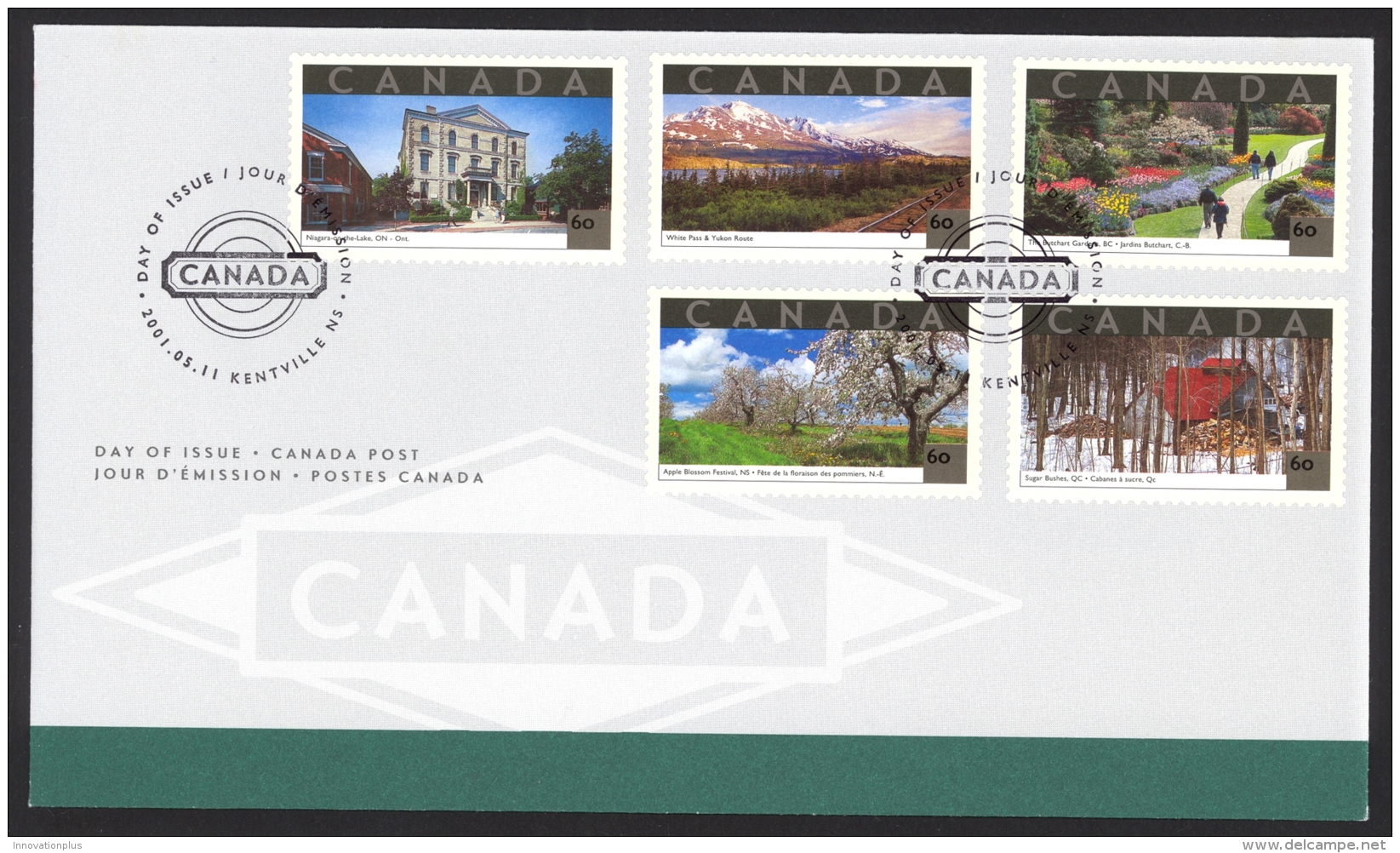 Canada Sc# 1903a-1903e FDC Combination 2001 05.11 Tourist Attractions - 2001-2010
