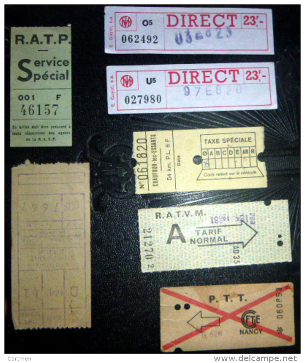 TICKETS  DE METRO ET TRAIN SNCF SPECIAUX  LOT DE 4 TICKETS  ANCIENS PTT RATVM? SERVICE SPECIAL    LOT N°21 - Autres & Non Classés