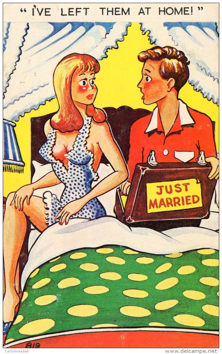 [DC9847] HUMOR - UMORISTICA - I'VE LEFT THEM AT HOME - JUST MARRIED - OGGI SPOSI - Viaggiata 1968 - Old Postcard - Humor