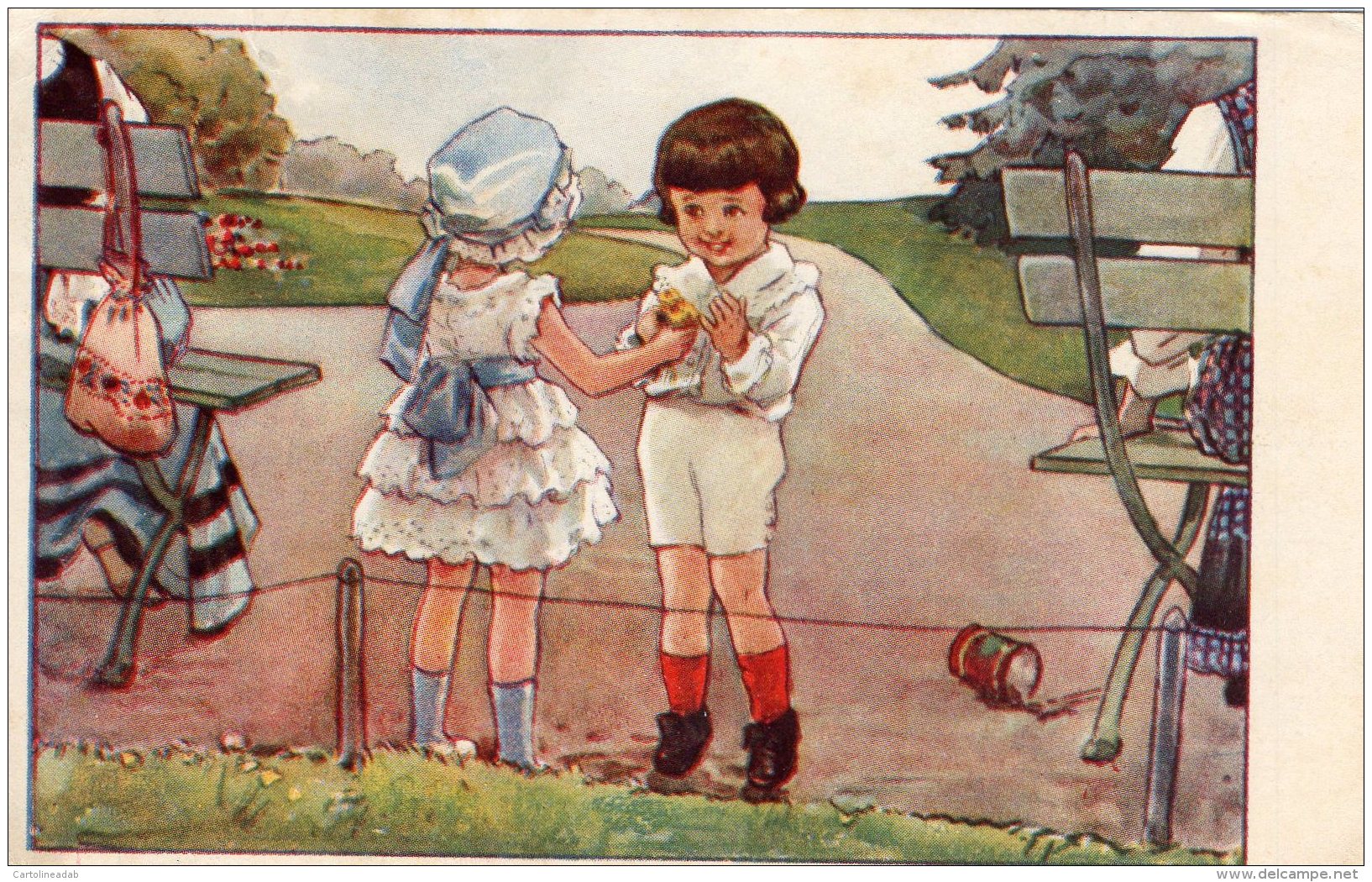 [DC9897] CPA - BAMBINI INNAMORATI - Viaggiata 1919 - Old Postcard - Altri & Non Classificati