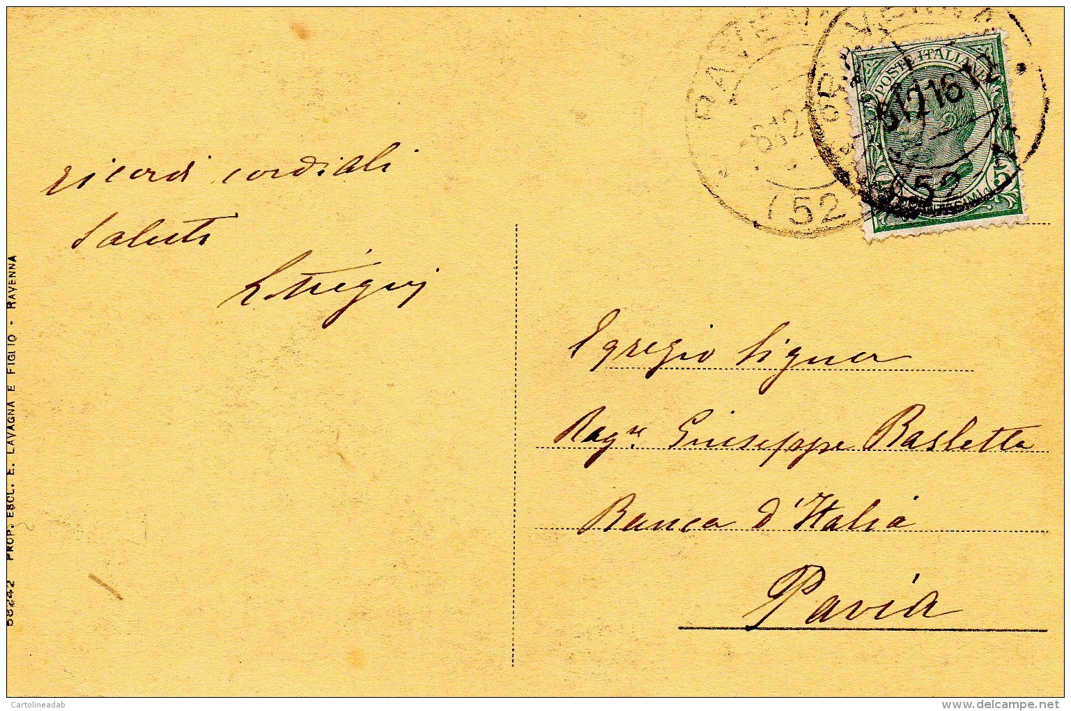 [DC9928] CPA - RAVENNA - PIAZZA VITTORIO EMANUELE - ANTICO RACCORDO CONGIUNGENTE  - Viaggiata 1916 - Old Postcard - Ravenna