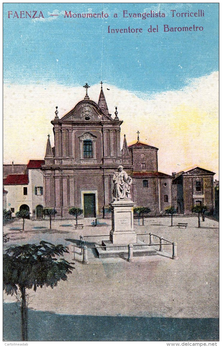 [DC9937] CPA - FAENZA - MONUMENTO A EVANGELISTA TORRICELLI INVENTORE DEL BAROMETRO - Non Viaggiata - Old Postcard - Faenza