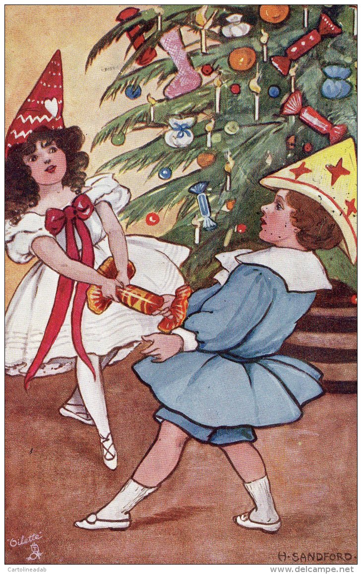 [DC9989] CPA - BAMBINI  CHE FESTEGGIANO - FIRMATA DALL&acute;ILLUSTRATORE H. SANDFORD - Viaggiata 1912 - Old Postcard - Altri & Non Classificati