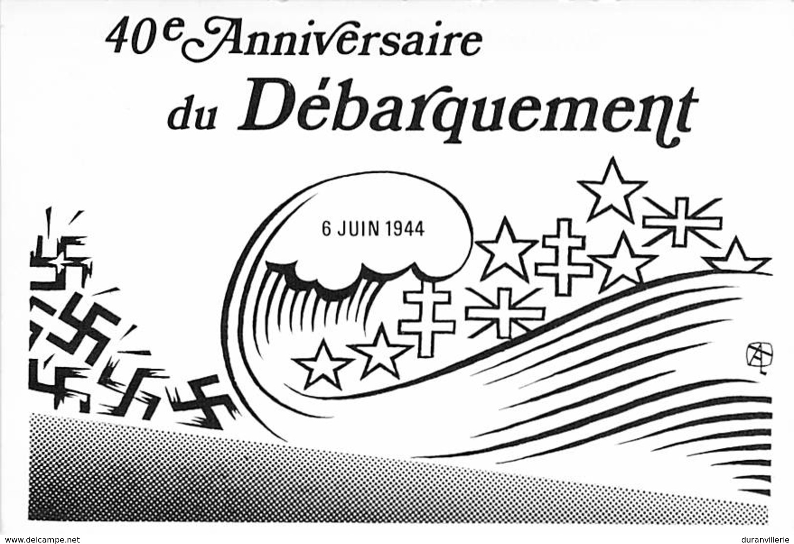 Cp Satirique "40é Anniversaire Du DEBARQUEMENT" A. THINLOT - Tirage Limité à 175 Exemplaires Carte Numérotée N° 052 /175 - Thinlot, Albert