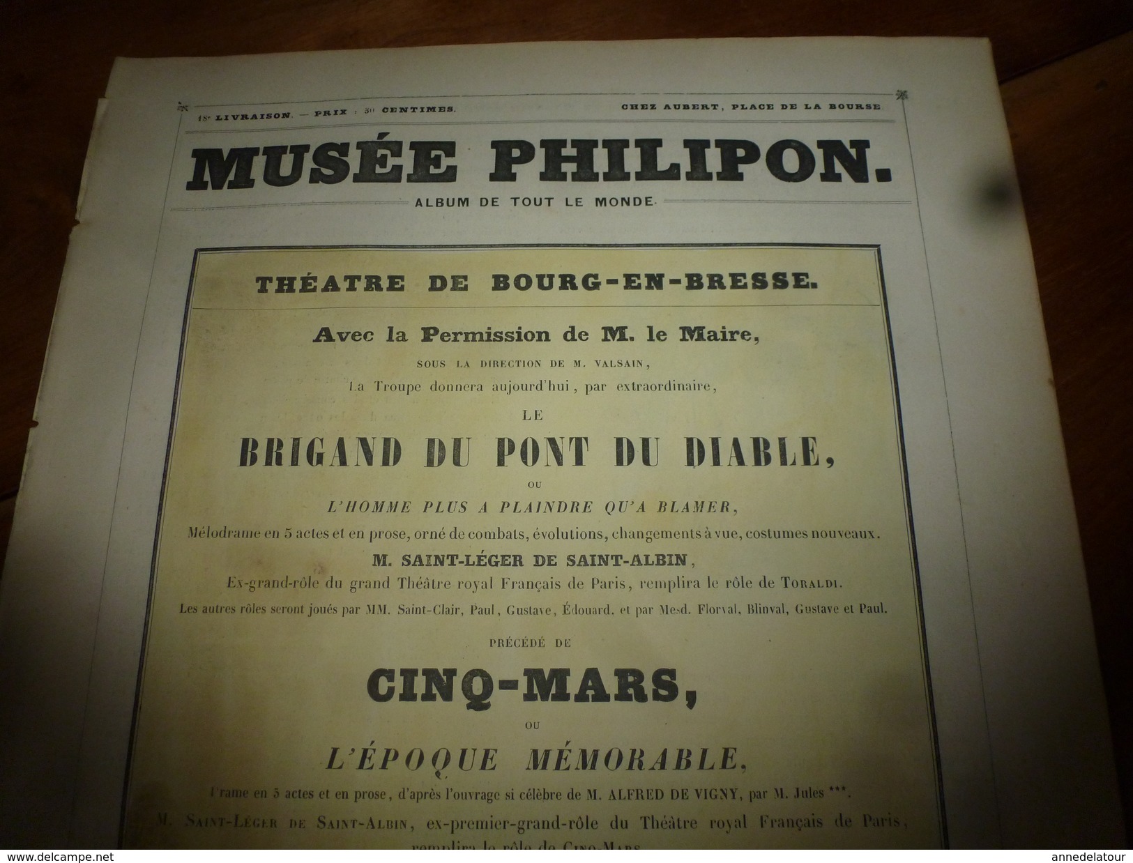 1840 Théâtre De Bourg-en-Bresse :LE BRIGANT DU PONT DU DIABLE (ou L'homme Plus à Plaindre Qu'à Blamer) MUSEE PHILIPON , - 1800 - 1849