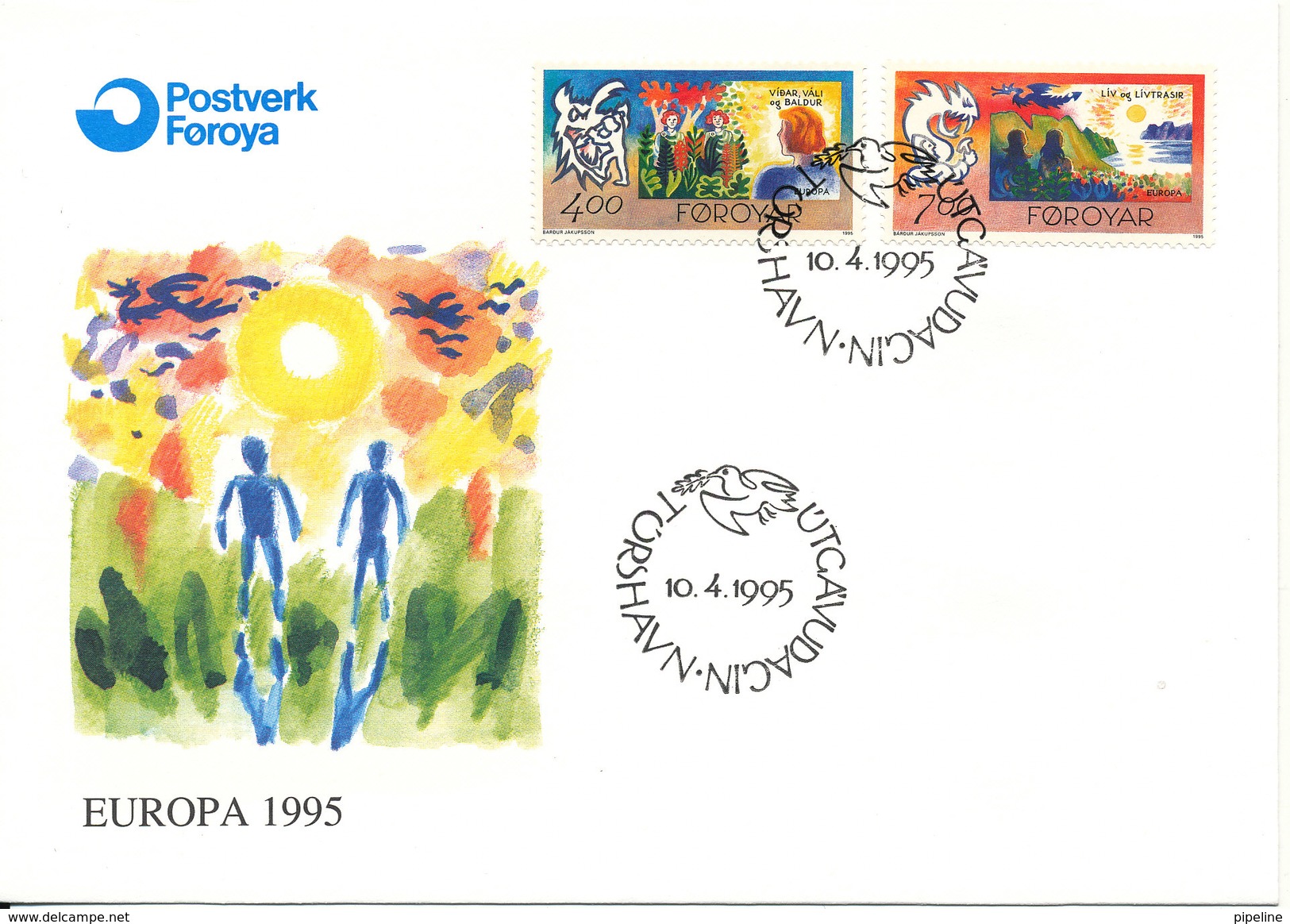 Faroe Islands FDC 10-4-1995 Complete Set Of 2 EUROPA CEPT With Cachet - 1995