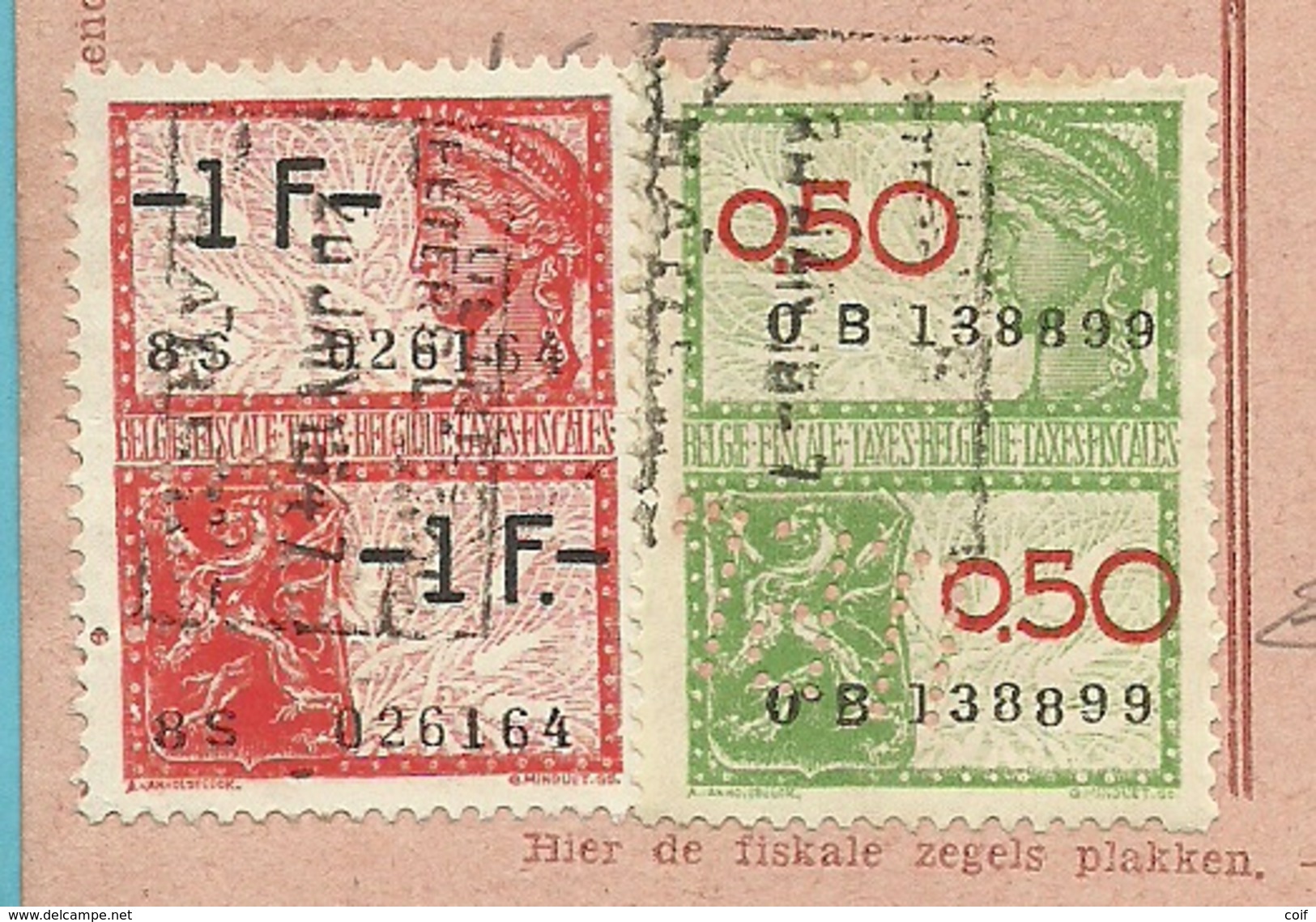 ONTVANGKAART Met Fiscale-zegel Met Firmaperforatie U.P.L. "Usines Peters-Lacroix Haren" - 1934-51