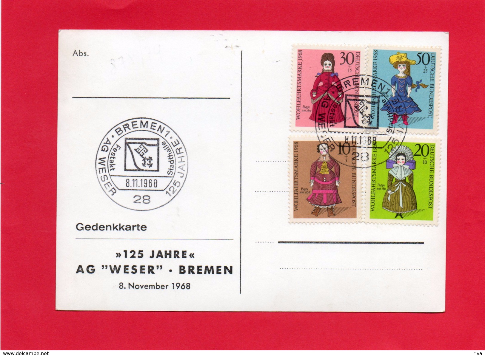 125 Jahre AG WESER ( BREMEN  1968 ) 2 Scan - Bremerhaven