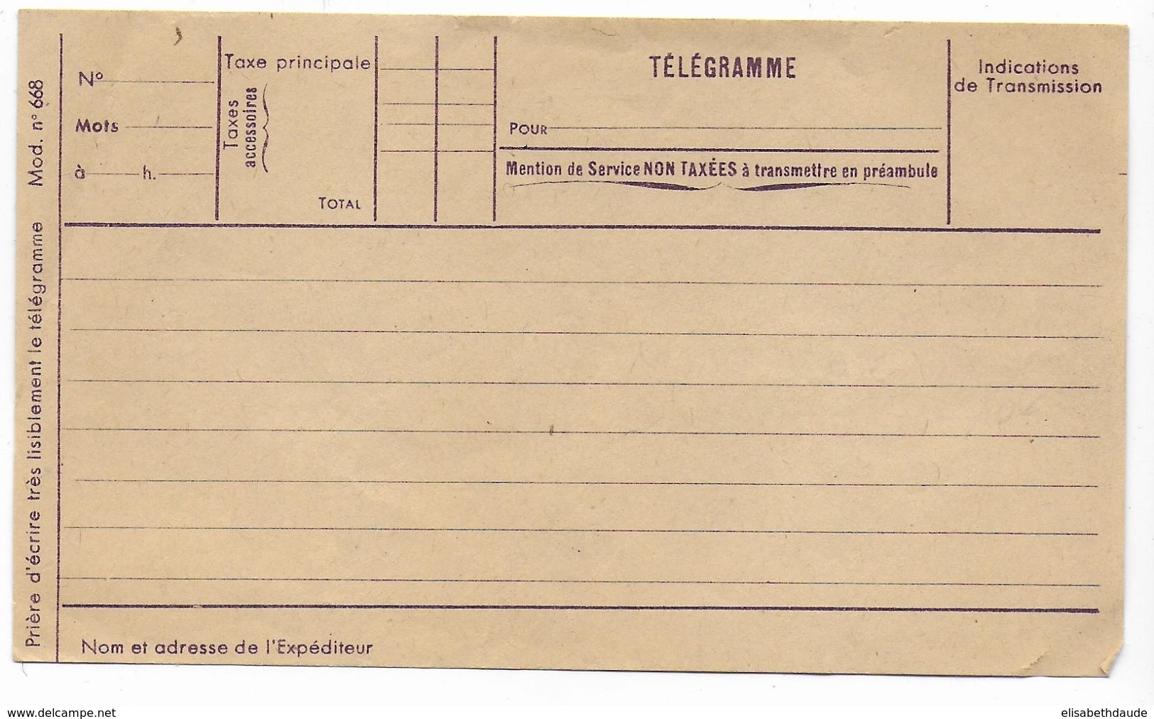POSTE ENFANTINE (PETIT FORMAT) - TELEGRAMME - Private Stationery