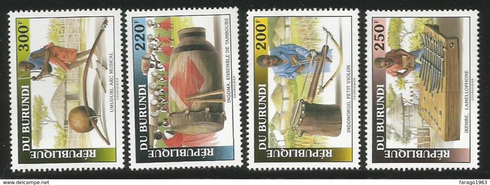 1993 Burundi Musical Instruments  Complete Set Of 4 MNH - Neufs