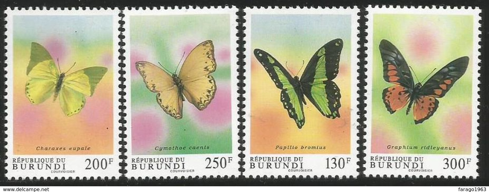 1993 Burundi Butterflies  Complete Set Of 4 MNH - Nuevos