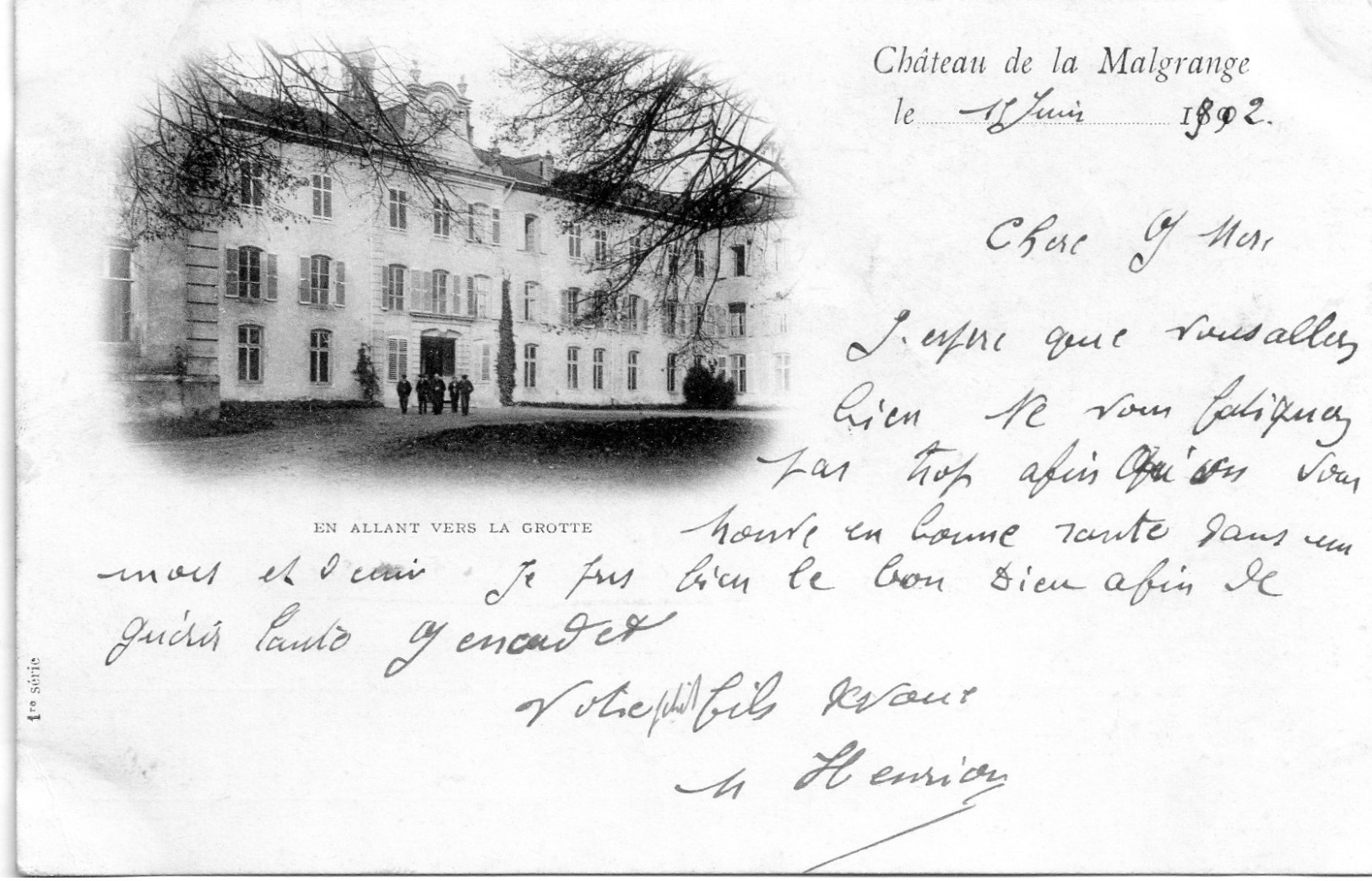 - A3-      JARVILLE : CHATEAU DE LA MALGRANGE - EN ALLANT VERS LA GROTTE     -RARE- DOS SIMPLE  Postee 1902 - Autres & Non Classés