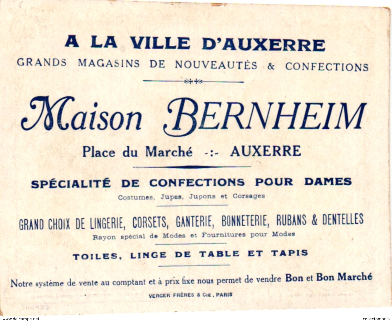 1 Card C1890 , Litho Sublime Jeux D'enfants, PUB A La Ville D' Auxerre Maison Bernheim  Imp L Verger Paris, Quality VG - Andere & Zonder Classificatie