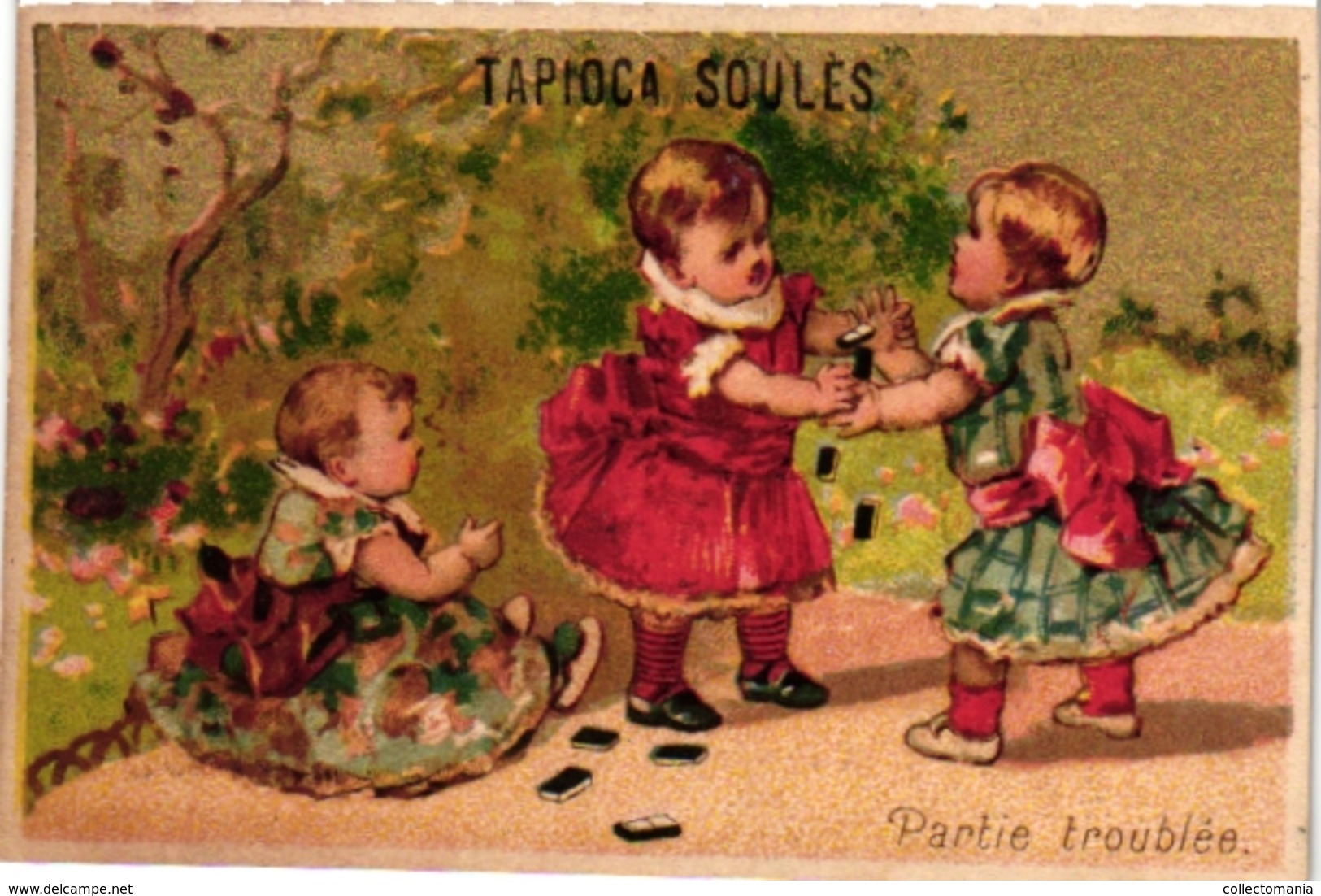 5 Cards  PUB Tapioca Soules BEBES Jouent DOMINO  Printer Champenois Paris - Otros & Sin Clasificación