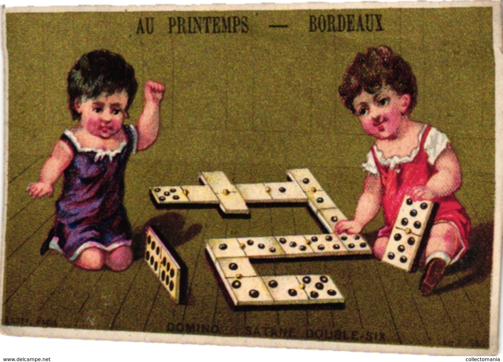 6 Cards  PUBGr Hotel Domino PERIGUEUX  Cluny Paris Au Printemps Lyon Bordeaux Children Playing    DOMINO - Sonstige & Ohne Zuordnung