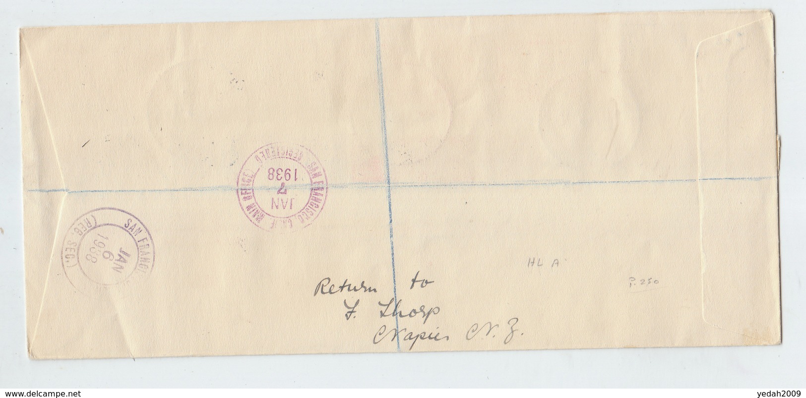 New Zealand/USA FIRST FLIGHT COVER 1937 - Luchtpost