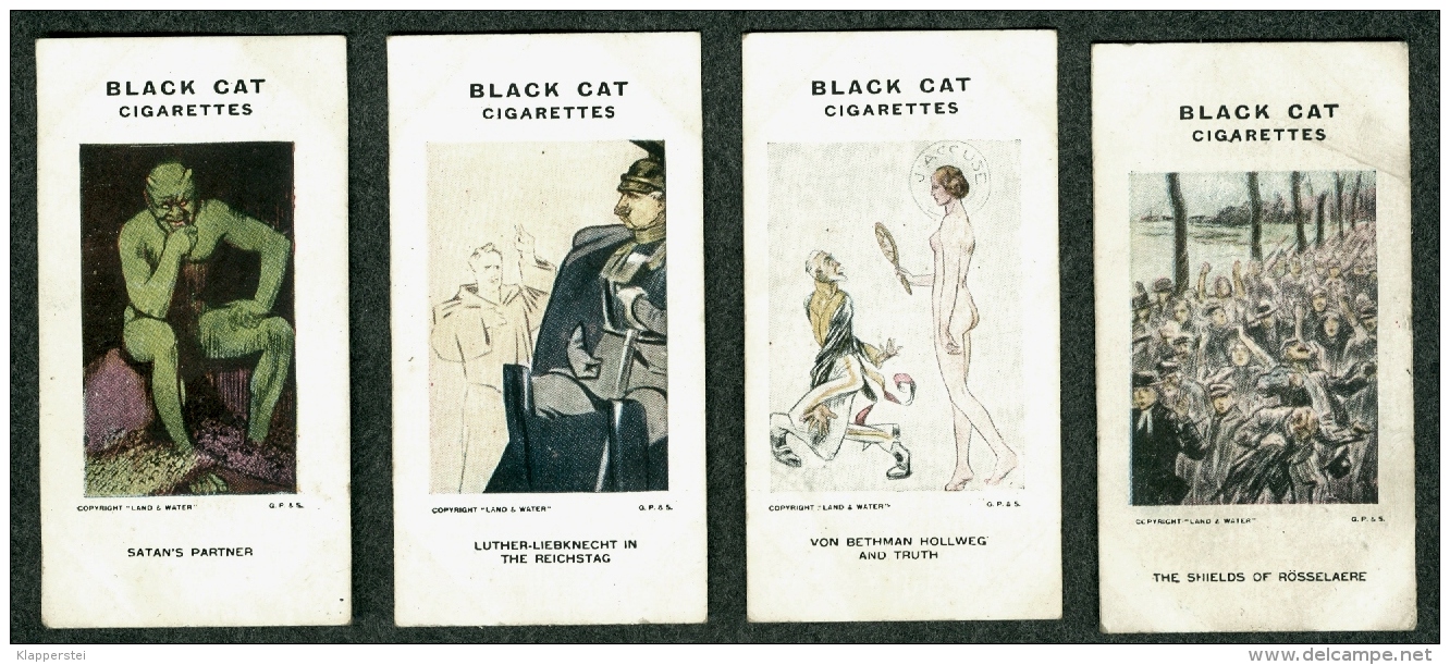 4 Original Cards From Carreras Black Cat Raemaekers WW1 War Cartoons 1916 - Other & Unclassified