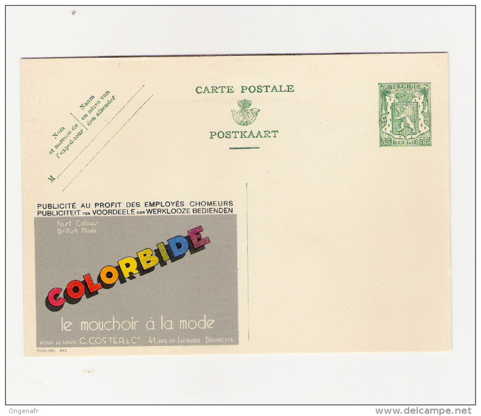 Publibel Neuve N° 249 (Colorbide Le Mouchoir à La Mode   C. Coster; Bxl) - Publibels