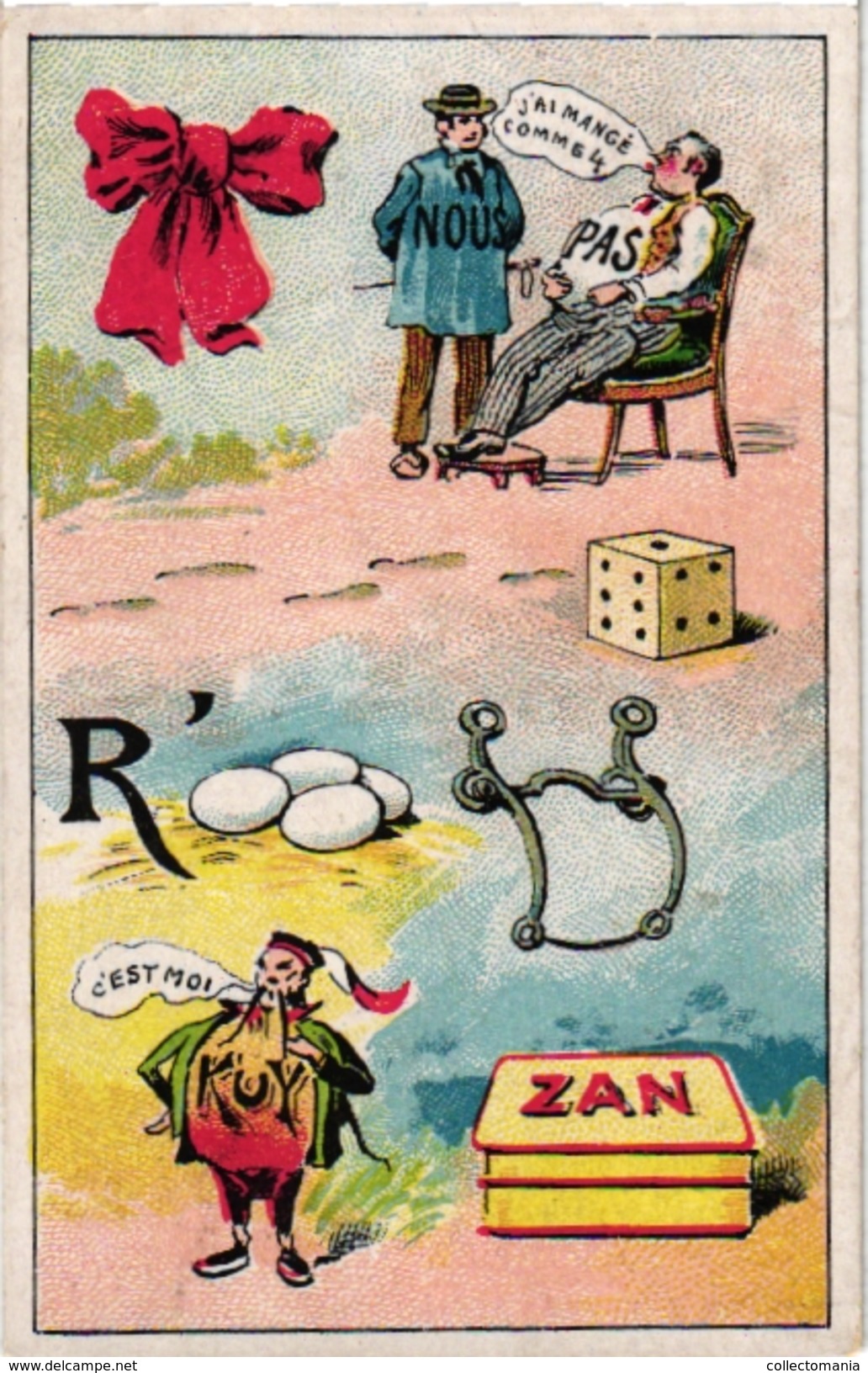 6 Cards  PUB Zan Marie Combe Annonay Biscuit Pernot Cacao Bensdorp Pianos Gent Imp Gouweloos   Dices DES  Dés  WURFEL - Autres & Non Classés