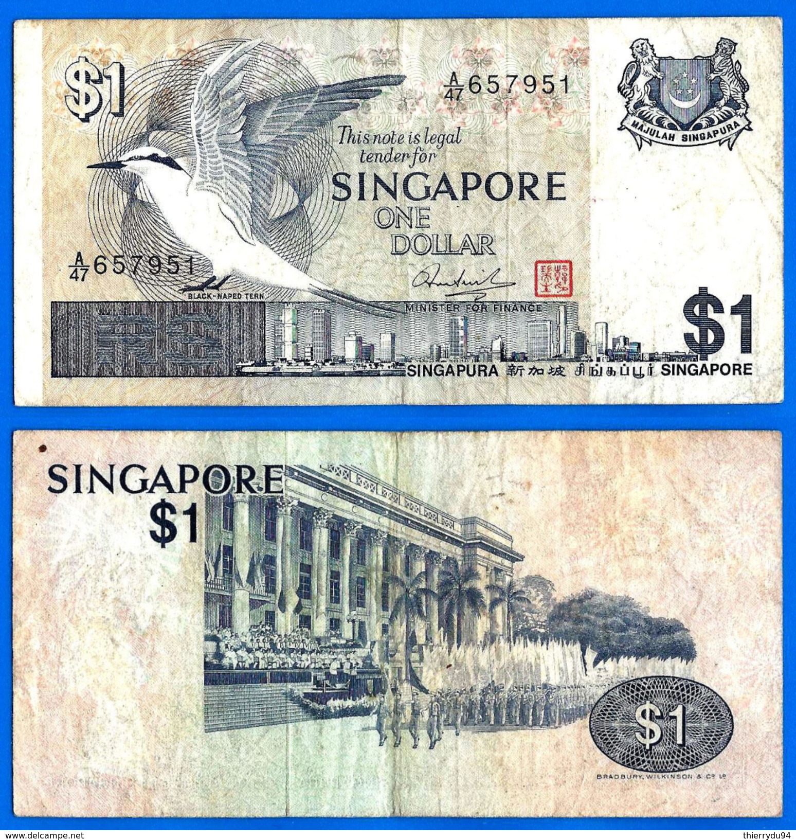 Singapour 1 Dollar 1976 Que Prix + Port Singapore Asie Asia Skrill Bitcoin Paypal OK - Singapour