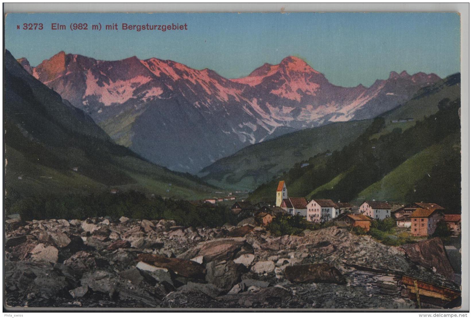 Elm (982 M) Mit Bergsturzgebiet - Photoglob No. 3273 - Elm