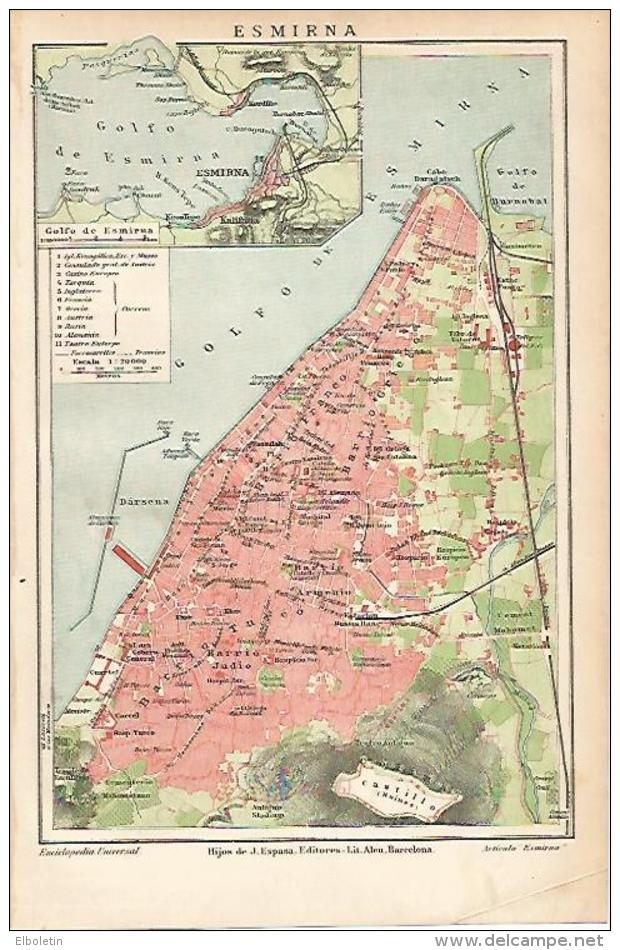 LAMINA ESPASA 19000: Mapa De Esmirna - Sonstige & Ohne Zuordnung