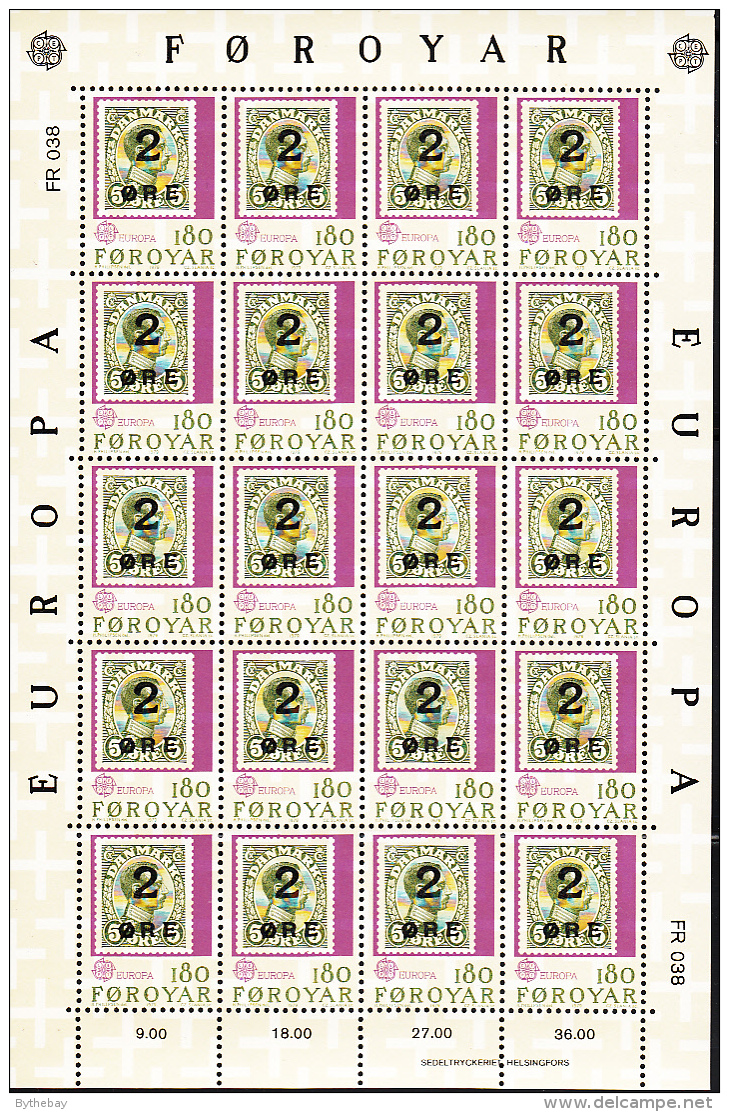 Faroe Islands 1979 MNH Sc #43-#44 Set Of 2 Minisheets Of 20 EUROPA - Féroé (Iles)