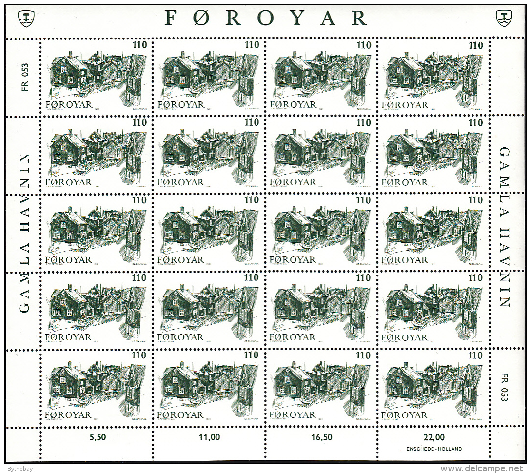 Faroe Islands 1981 MNH Sc #59-#62 Set Of 4 Minisheets Of 20 Old Torshavn - Féroé (Iles)