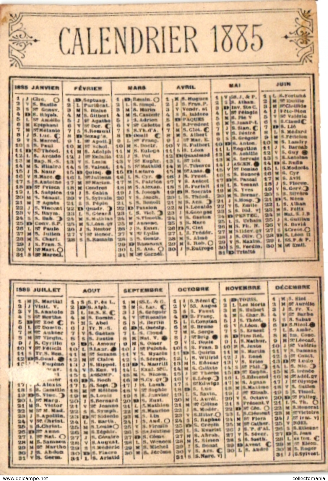 1 PUB Calendrier 1885 Fil à Coudre Julius SCHURER & 1 Chromo "Au Bon Marché"  Marbles Jouer Aux Billes Murmeln Knikkers - Petit Format : ...-1900