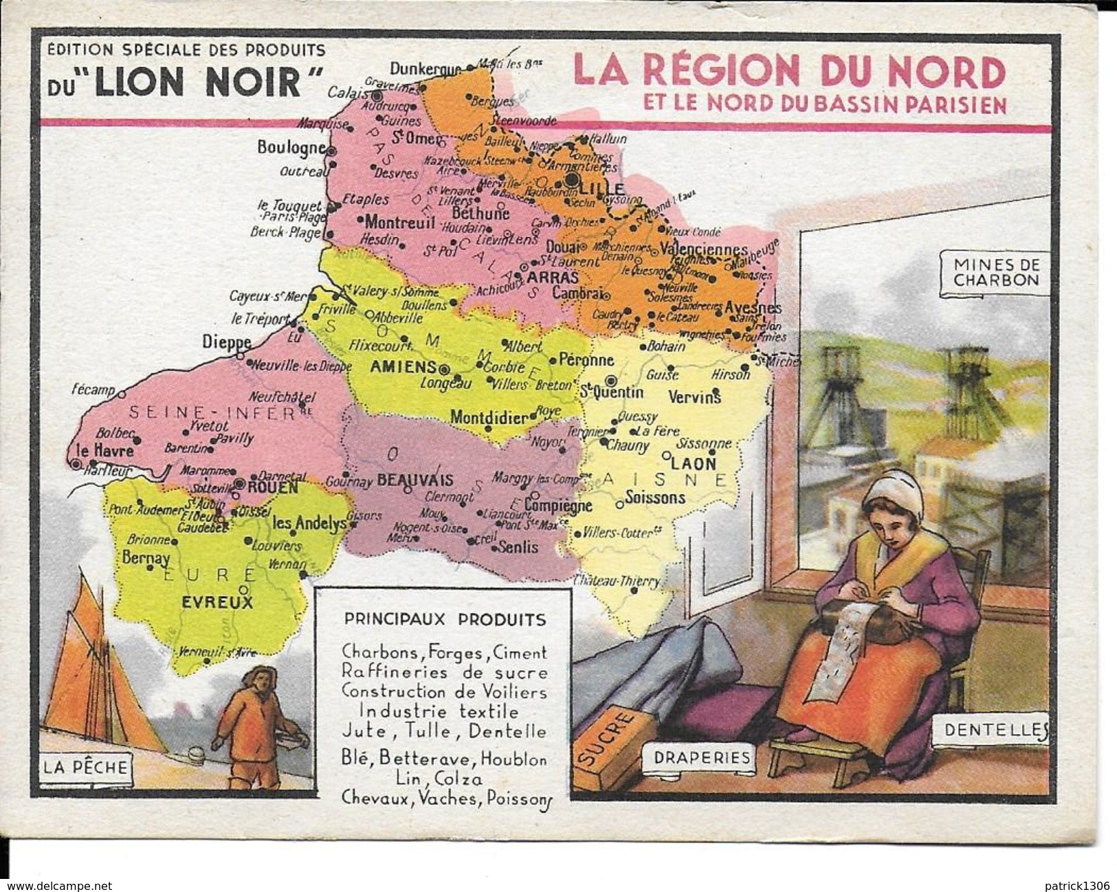 CPA Géographique LA REGION DU NORD, Publicité LION NOIR  13237 - Altri & Non Classificati