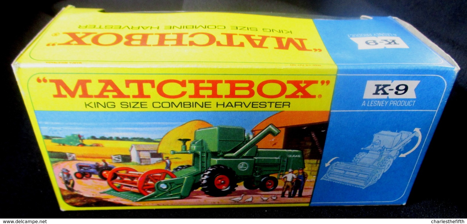 LESNEY - KING SIZE MATCHBOX * NR K9 - HARVESTER -  ORIGINAL BOX - VOITURE CONDITION A - EN BOITE ORIGINALE *** 1967 - Antikspielzeug