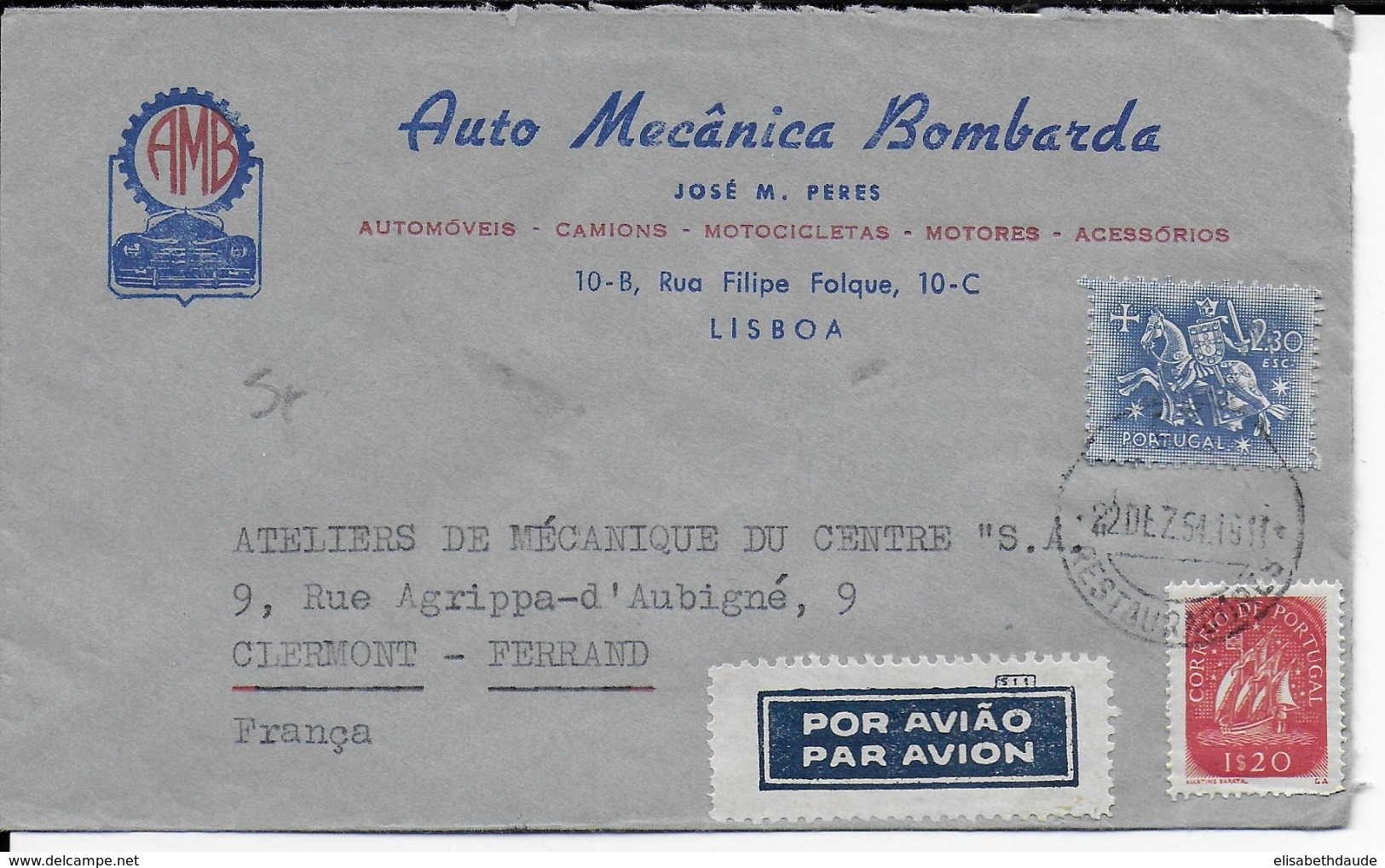 PORTUGAL - 1961 - ENVELOPPE PUB DECOREE THEME AUTOMOBILE De LISBOA - Covers & Documents