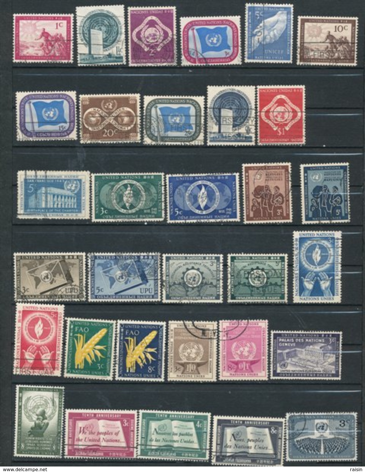 ONU New York Petite Collection Lot De Plus De 600 Timbres Différents - Collections, Lots & Séries