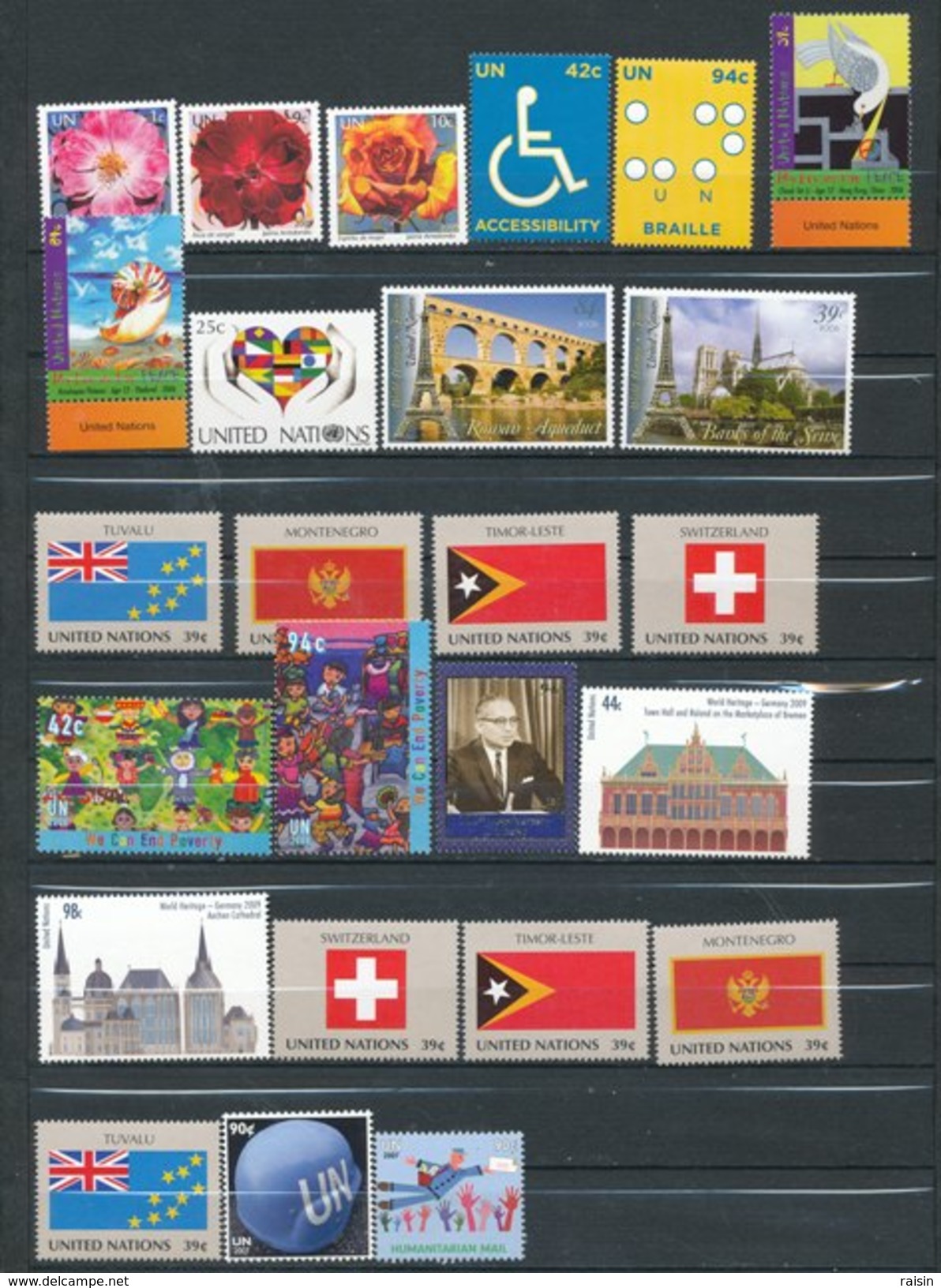 ONU New York Petite collection lot de plus de 600 timbres différents