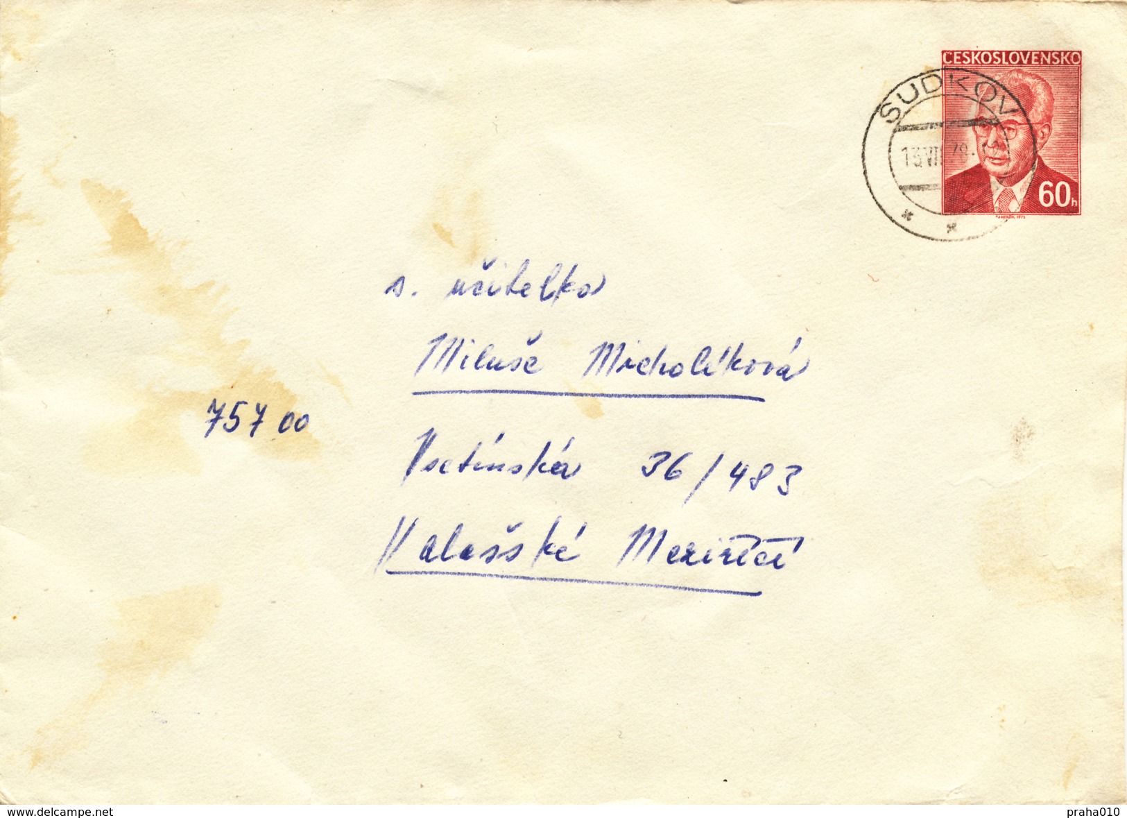 L3487 - Czechoslovakia (1978) Sudkov (Postal Stationery: President Gustav Husak (1913-1991)), Handmade Postmark - Omslagen