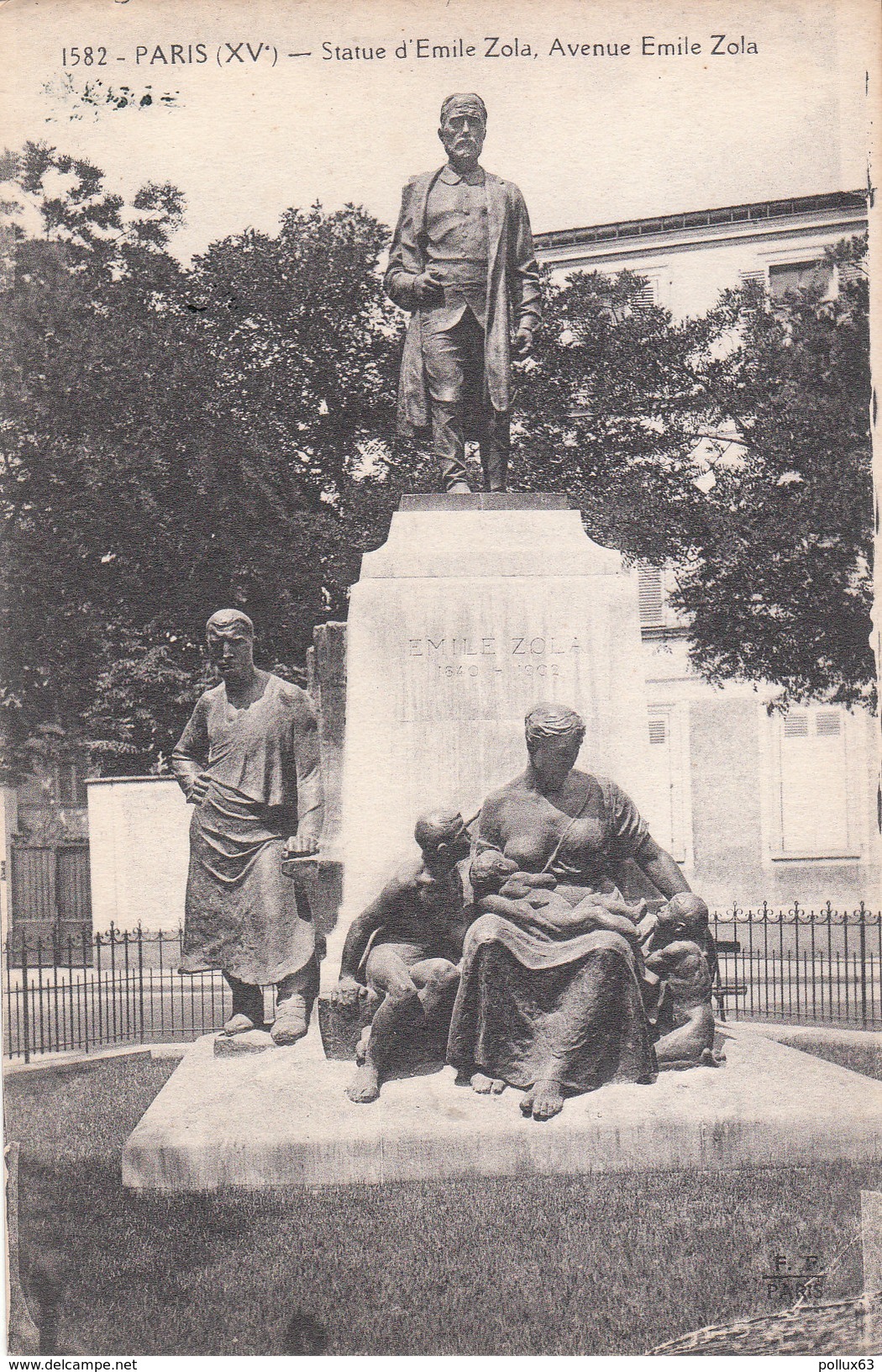 CPA PARIS (75) STATUE D' EMILE ZOLA - AVENUE EMILE ZOLA - Arrondissement: 15