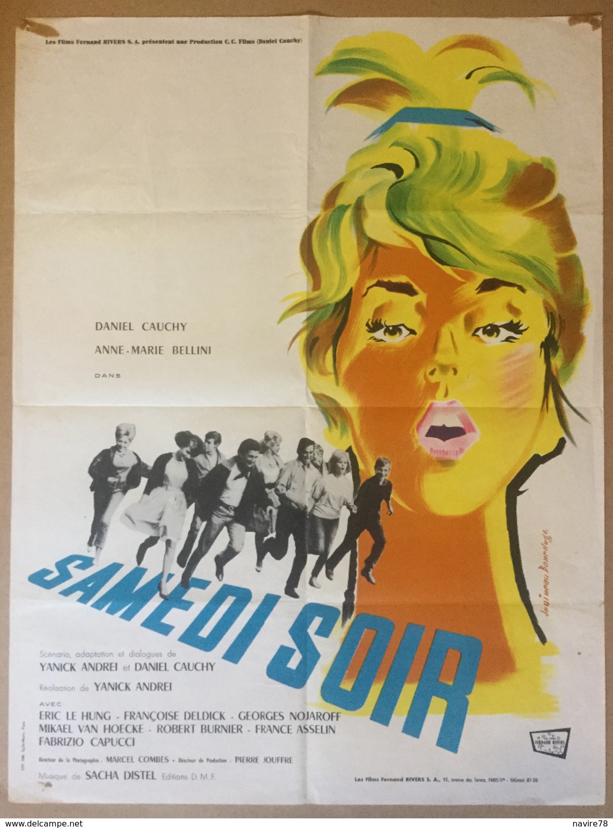Affiche Cinéma Originale Du Film SAMEDI SOIR De YANICK ANDREI 1961 - Affiches & Posters