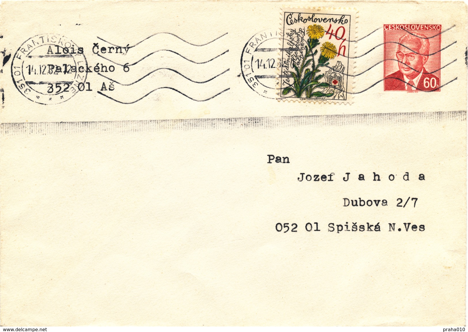 L3489 - Czechoslovakia (1982) 351 01 Frantiskovy Lazne (Postal Stationery) Machine Postmark; New Tariff - Letter: 1 Kcs - Omslagen