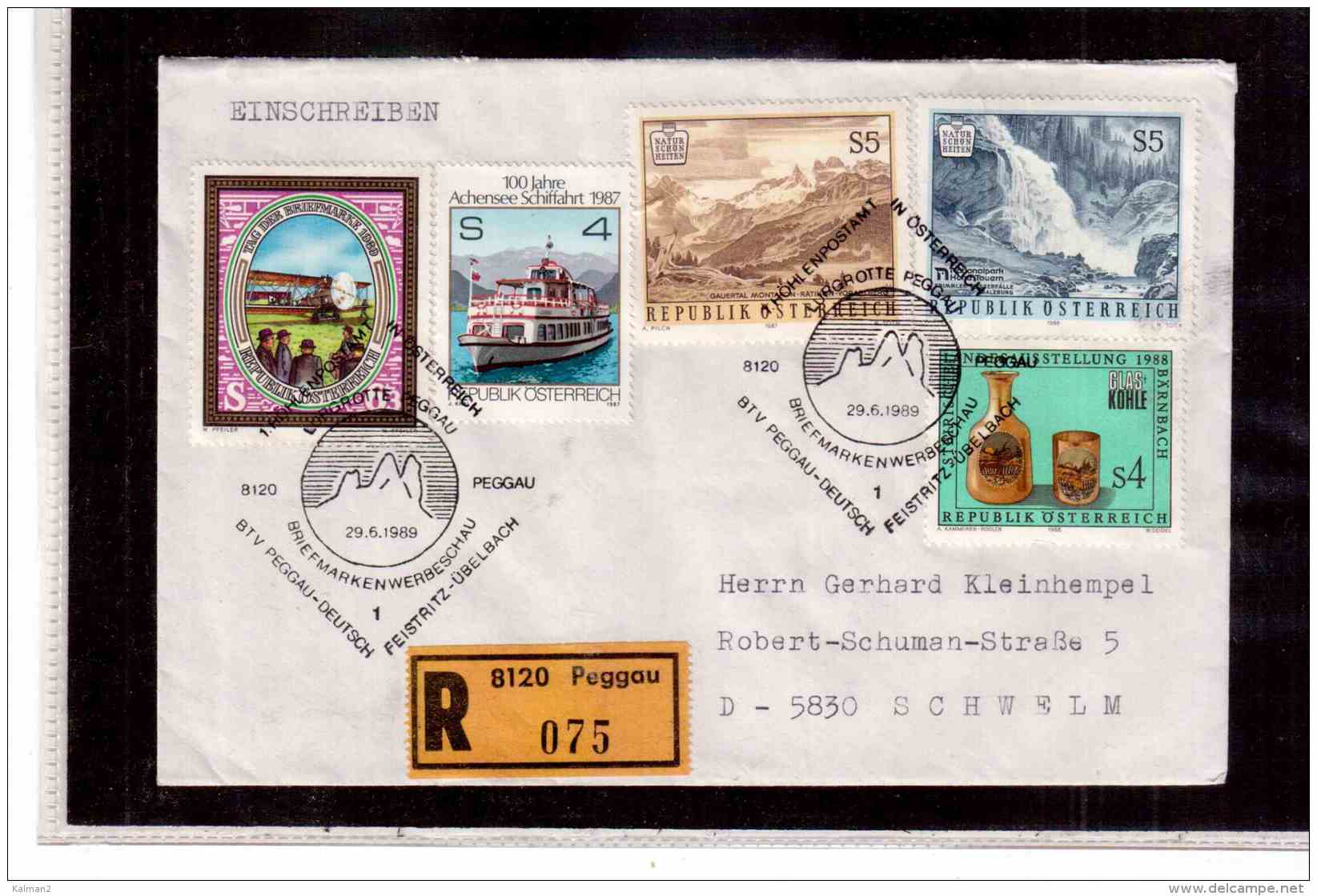 TEM9098   -   PEGGAU 29.6.89   /   REGISTERED COVER WITH INTERESTING POSTAGE- 1. HOHENPOSTAMT IN OESTERREICH - Post