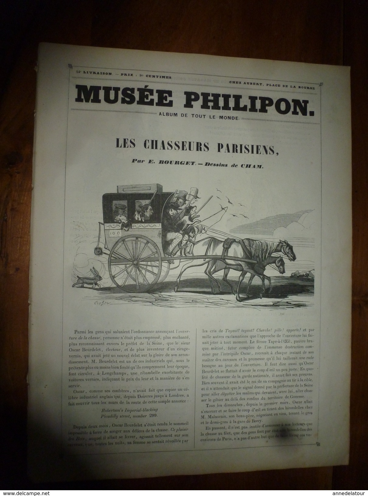 1840 LES CHASSEURS Parisiens,par E.Bourget -dessins De Cham;METAMORPHOSE Par Granville, Bois De Forest - MUSEE PHILIPON - 1800 - 1849