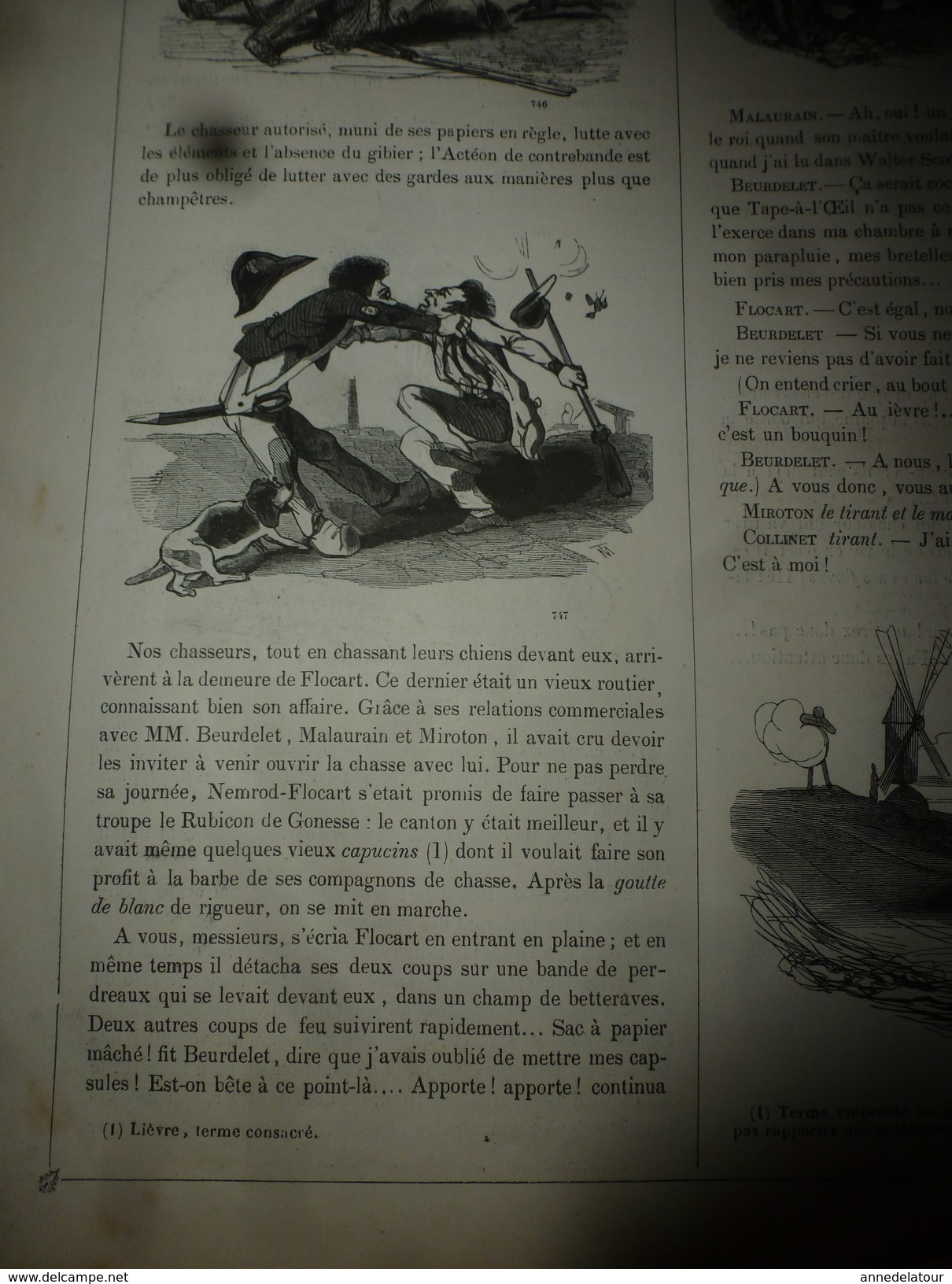 1840 LES CHASSEURS parisiens,par E.Bourget -dessins de Cham;METAMORPHOSE par Granville, bois de Forest - MUSEE PHILIPON