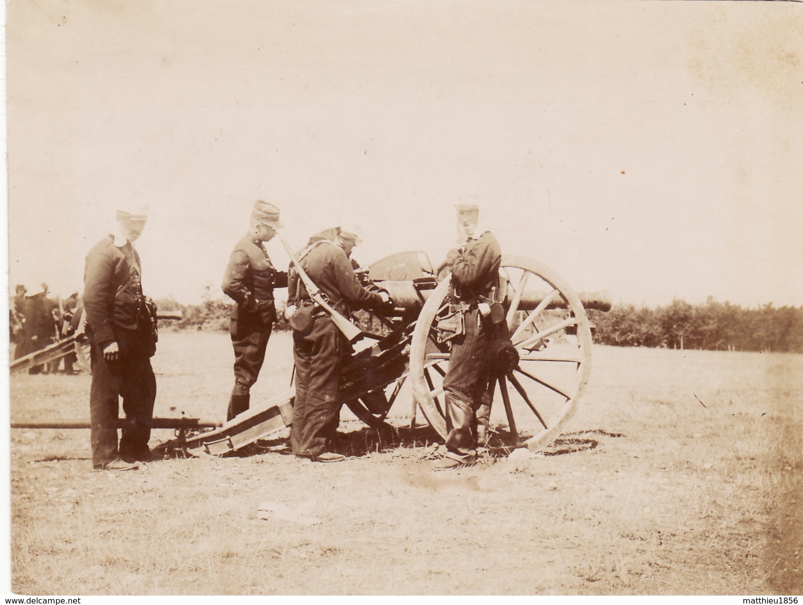 Photo 1897 Au Camp De La Braconne - Exercice De Tir, Soldats Du 16ème Rgt D'artillerie, Canon (A169) - Other & Unclassified