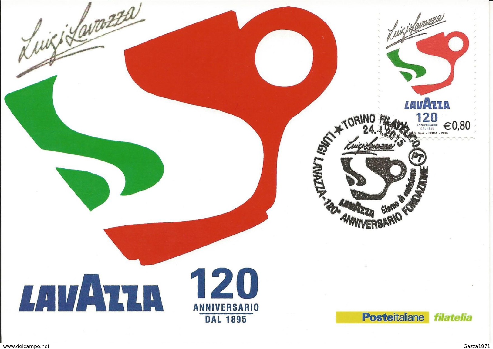 Caffè Lavazza, Cartoline Maximum Ufficiali Di Poste Italiane, 2015. - Caffé