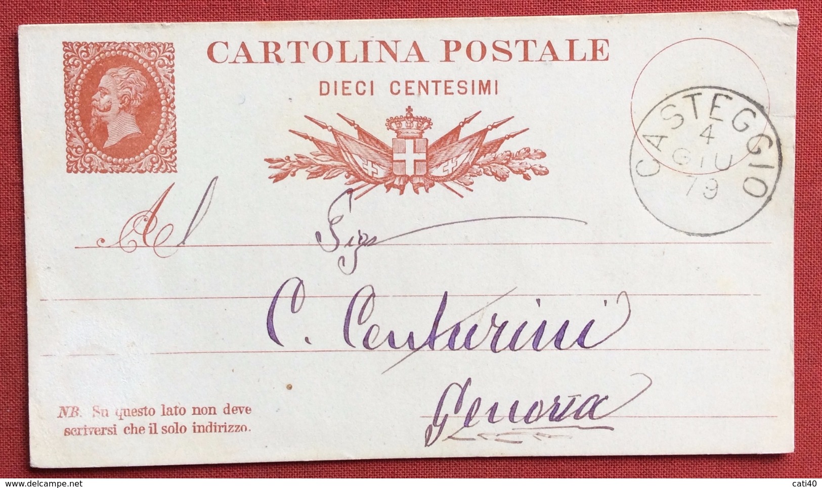 CASTEGGIO  Annullo SU INTERO POSTALE  10 C. PER GENOVA IN DATA 4/6/79 - Interi Postali