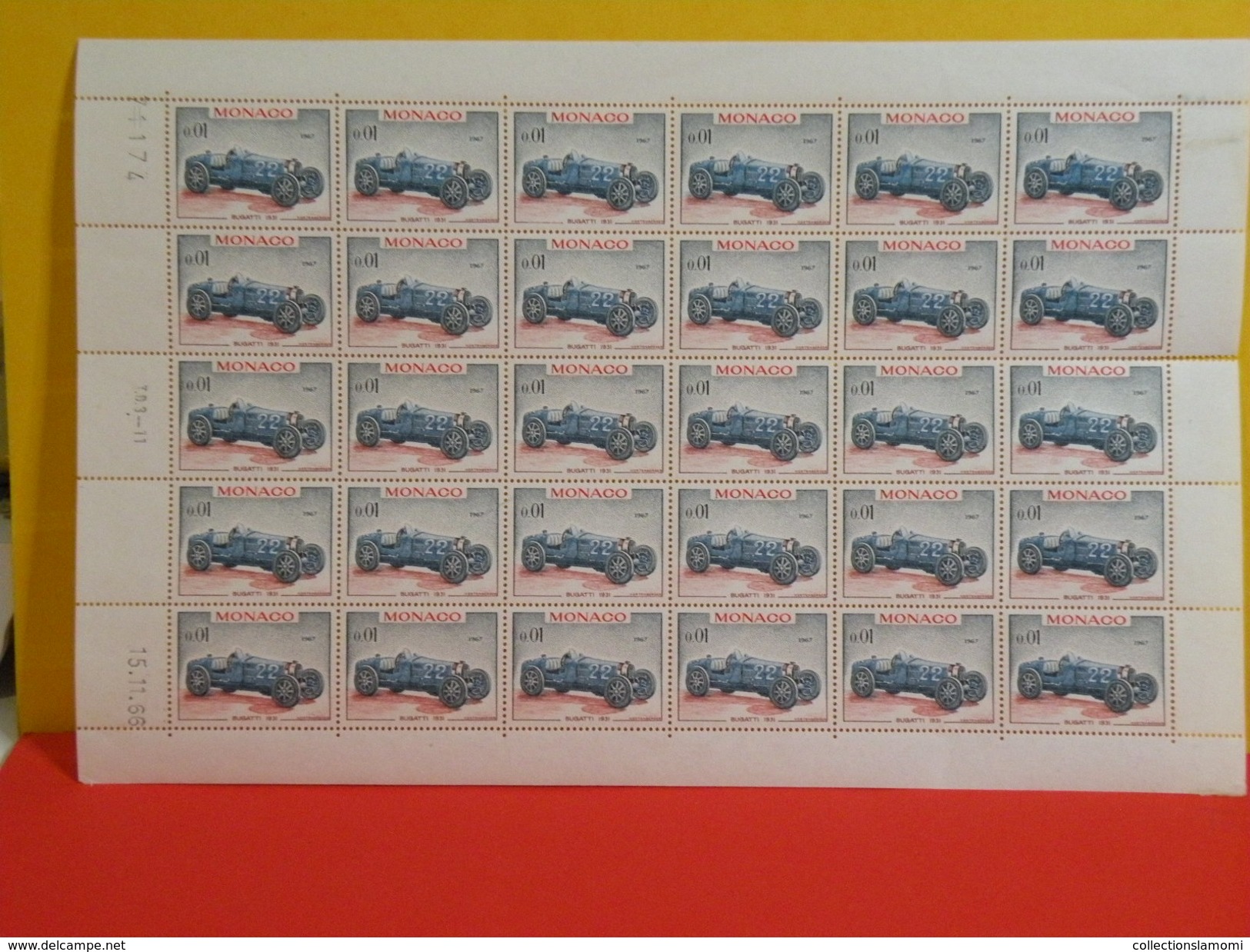 Monaco > 1960-1969 > Neufs > Bugatti 1931 - N° 708 Y&T - Coté 21€ Feuille Entière & Coin Daté 15.11.1966 - Nuovi