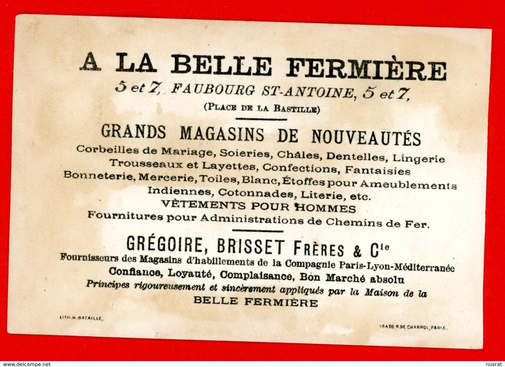 Paris, A La Belle Fermière, Chromo Lith. Bataille,  Thème Militaria, Unijambiste, Aux Invalides - Otros & Sin Clasificación