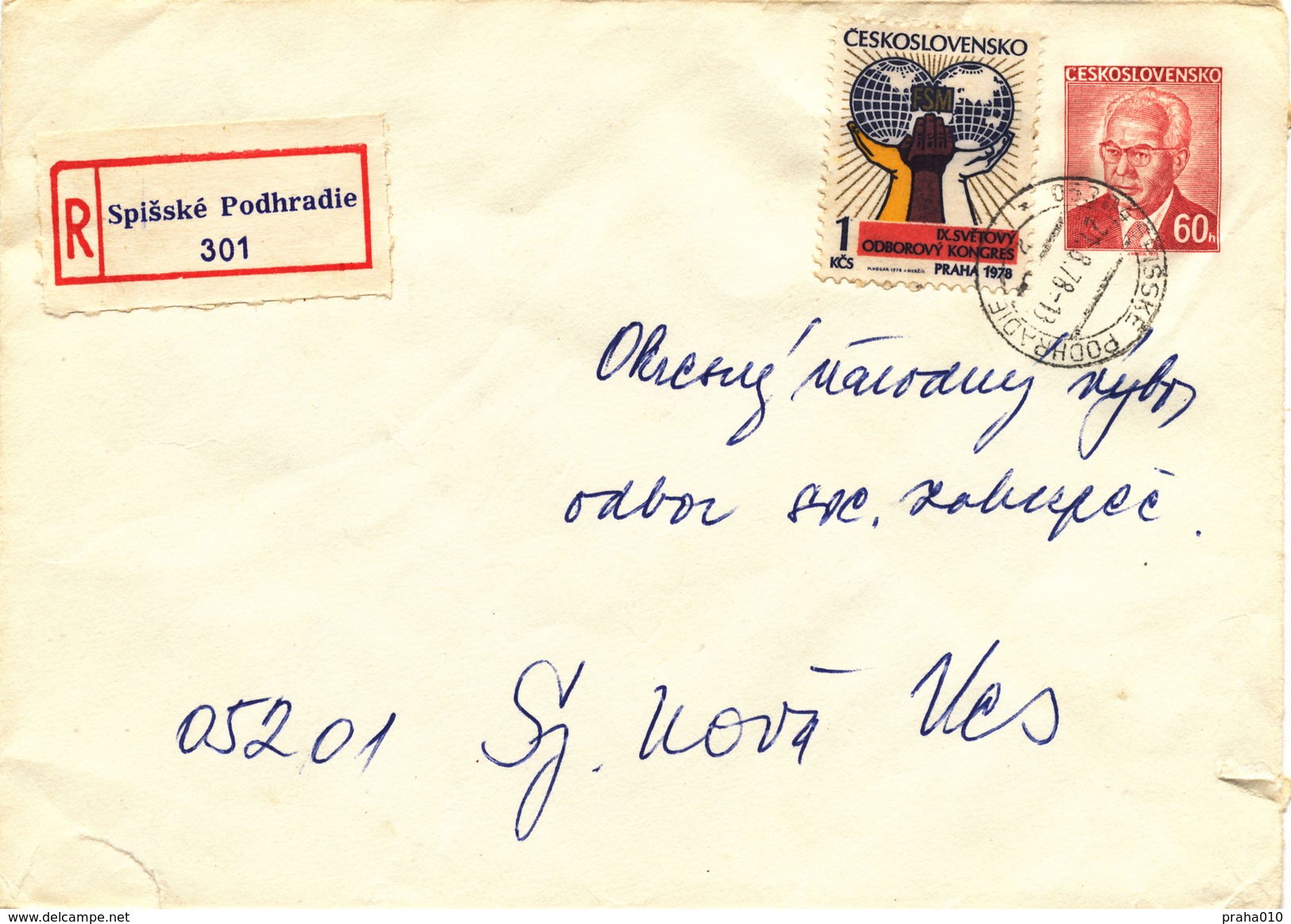 L3491 - Czechoslovakia (1978) 053 04 Spisske Podhradie (Postal Stationery) R-letter; Tariff. 1,60 Kcs - Enveloppes