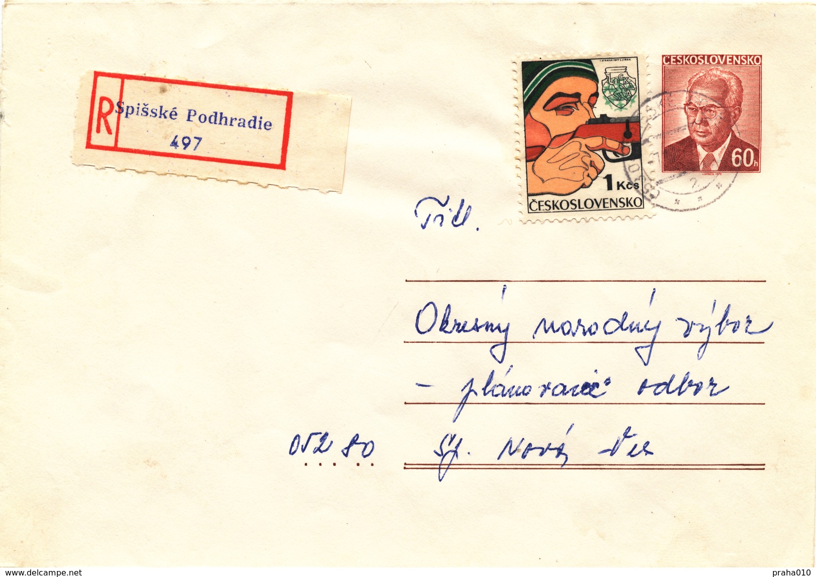 L3492 - Czechoslovakia (1977) 053 04 Spisske Podhradie (Postal Stationery) R-letter; Tariff. 1,60 Kcs - Covers